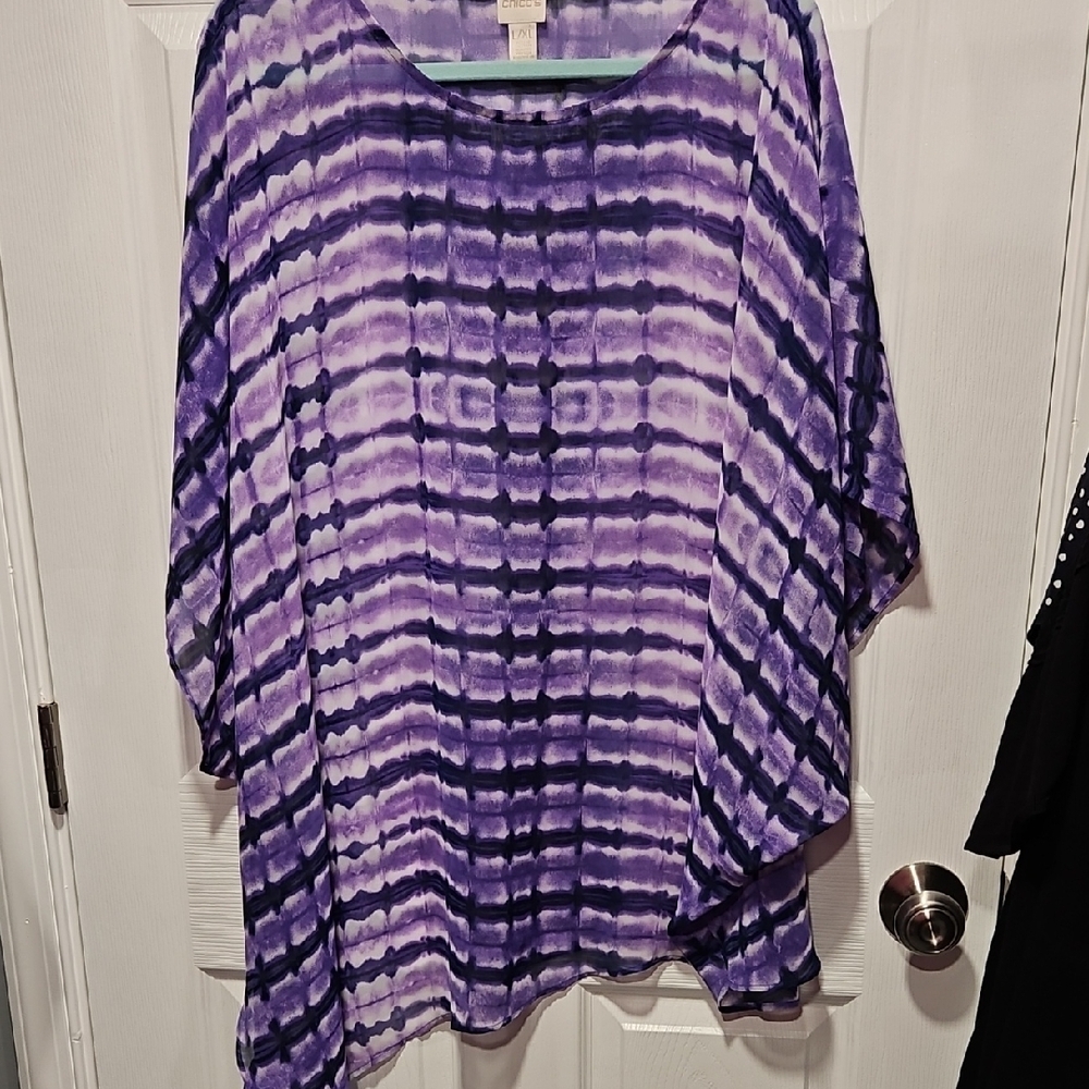 Chico's Purple and White Striped Tunic